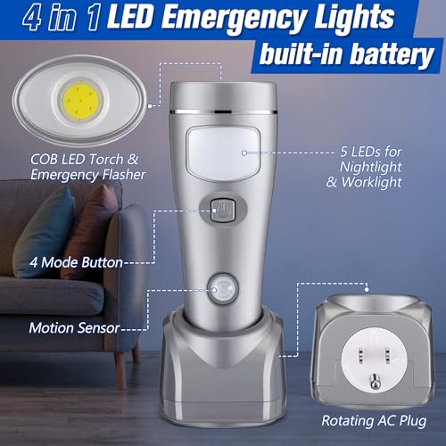 2 Pack 4 in 1 LED Emergency Lights for Home Power Failure (2 Count)