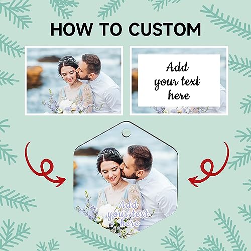 Personalized Christmas Ornaments 2025 Wood Custom Picture Text Hanging Ornament Customized Christmas Tree Decorations Keepsake Gift for Family Couples Xmas Tree Home Decor