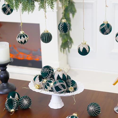 3.15IN Velvet Ornaments for Christmas Tree (12 Count)