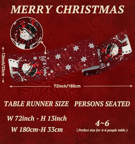 Table Runner for Christmas Decorations with Snowman Snowflakes
