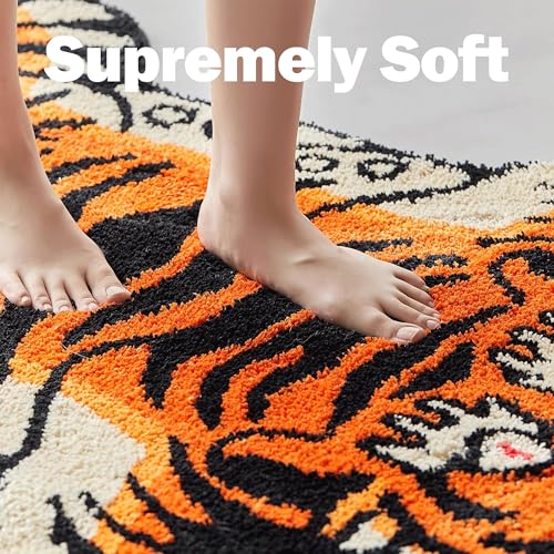 5x3.3 ft Tibetan Tiger Area Rug Tufted High Pile XLarge Indoor Machine Washable Carpet with Nonslip TPR Backing