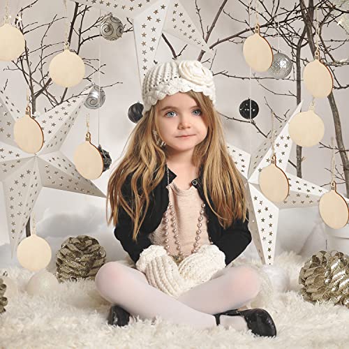 100 Pcs Christmas Wooden Ornaments Unfinished Wood Slices