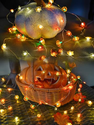 Fall Decor 3D Pumpkin Acorn Maple Leaf Fairy Lights Battery Operated Remote