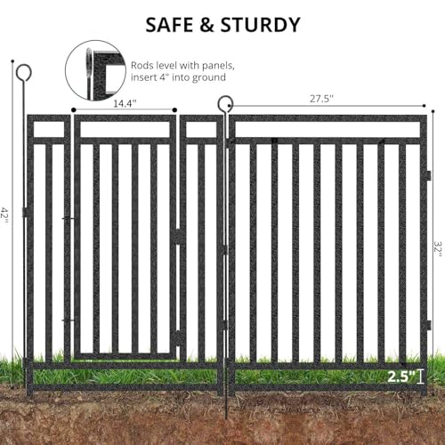 Decorative Garden Fence Metal Dog Fence Outdoor for Yard (3520 Sq Ft)