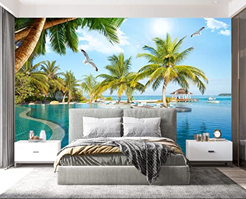 Palm Trees and Blue Sky Summer Island wall Mural Wallpaper for Bedroom 103" x 69" (49 Sq Ft)