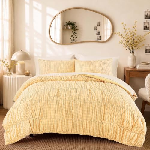 Yellow Gingham Full Size Comforter Sets