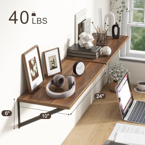Deep Walnut Floating Shelves for Wall (2 Count)