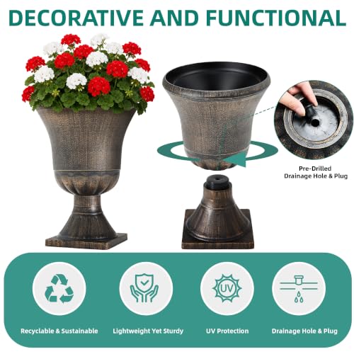 22" Tall Urn Planters Set of 2 Large Flower Pots (2 Count)