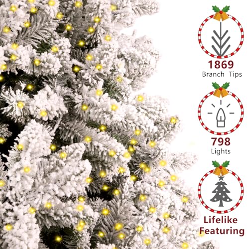 7.5 ft Flocked Christmas Tree Prelit with Premium Stand & Storage Bag