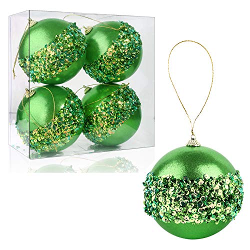 4pc Green Christmas Ball Ornaments (4 Count)