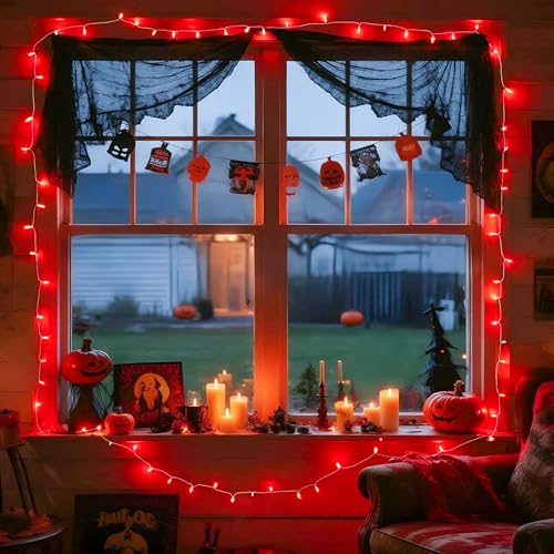Connectable 33ft 100 LED Red Halloween String Lights Clear Wire (33 Foot)
