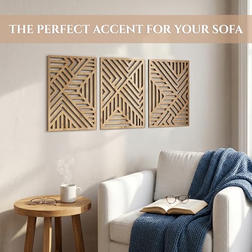 Modern Wooden Wall Sculptures (3 Count)