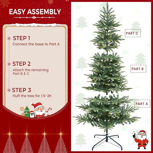 7.5ft Pre lit Aspen Fir Artificial Christmas Tree with 550 Warm White LED Lights Full Prelighted Xmas Tree w