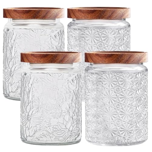 Vintage Glass Jars with Wooden Lids