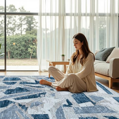 Blue 6X9 Area Rugs for Living Room Bedroom (54 Sq Ft)