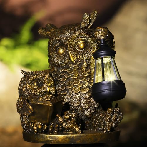 Owl Solar Outdoor Garden Statue Lawn Yard Decor Gifts for Mom