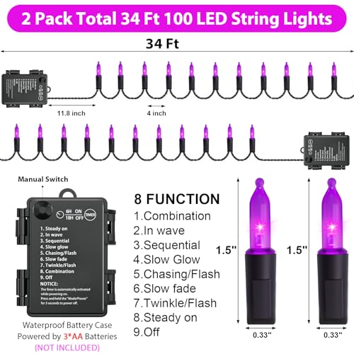 Halloween Purple Lights Decorations (50 Count)