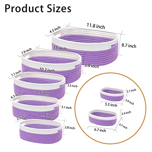 7 Piece Cotton Rope Woven Basket Set