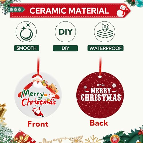 60 PCS Sublimation Ceramic Ornament Blank 3 Inch Round Two (60 Count)