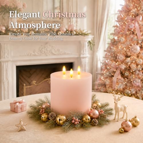 3 Wick Extra Large Flameless Pillar Candles with Timer Remote