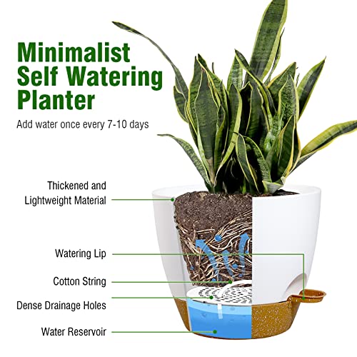 10/9/8 inch Self Watering Pots for Indoor Outdoor Plants, Set of 3 (3 Count)