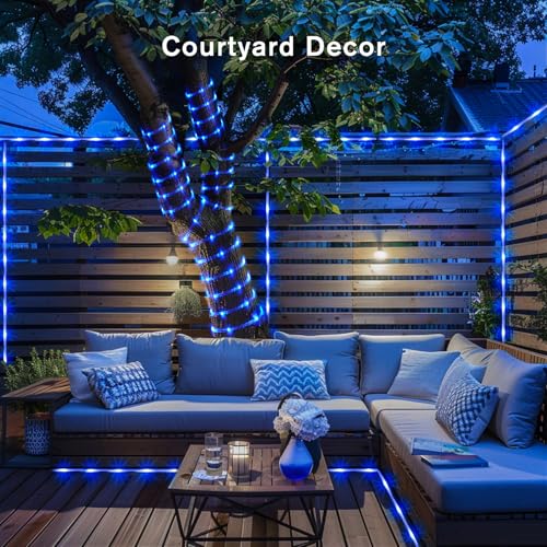 2 Pack 100 LED Blue Solar Rope Lights (72 Foot)