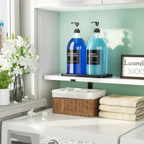 2 Pack Black Liquid Laundry Detergent Dispenser with Bamboo Tray (3 Count)