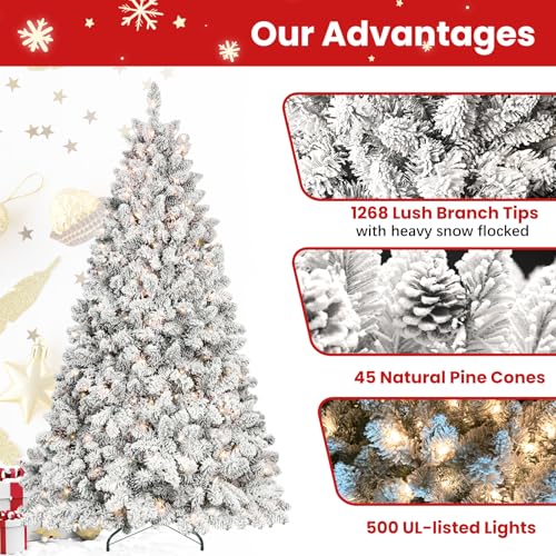 7ft Prelit Flocked Christmas Tree