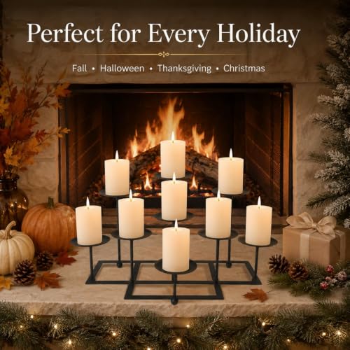 Pillar Fireplace Candle Holder for Inside Fireplace (9 Count)