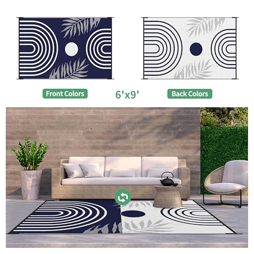 Outdoor Rug 6' x 9' Waterproof for Patio Clearance (54 Sq Ft)