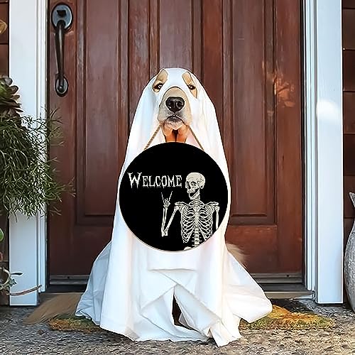 Halloween Decorations Wreath Halloween Skull Welcome Door Sign Front for Door Decoration