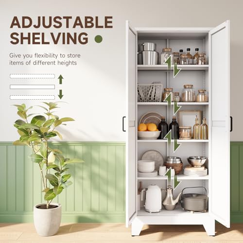 75" H Metal Storage Cabinet with 2 Doors and 4 Shelves