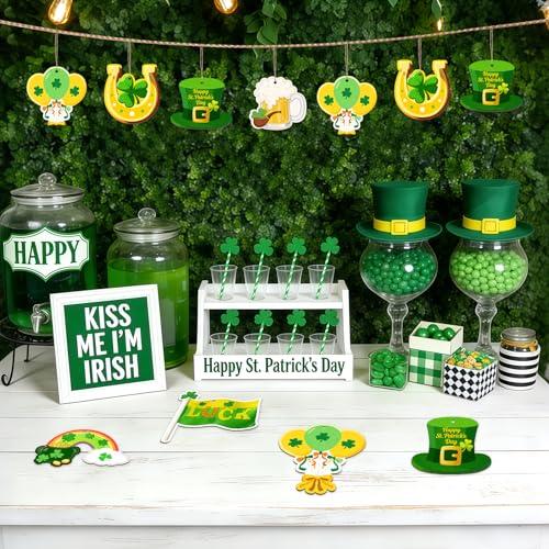36PCS Wooden St. Patrick's Day Ornaments to Paint Shamrock Cutout Decorations (36 Count)