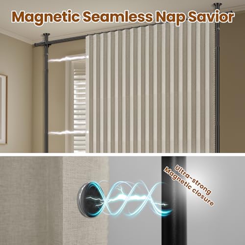 100% Blackout Room Divider Curtains Sets Cream White 2 Panels W100 x L96in No Drill Curtain Rods (2 Count)