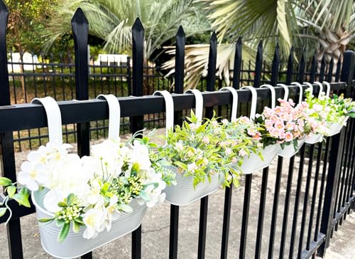 8 Pack 10" Metal Hanging Fence Planter Outdoor with Detachable Hooks (8 Count)