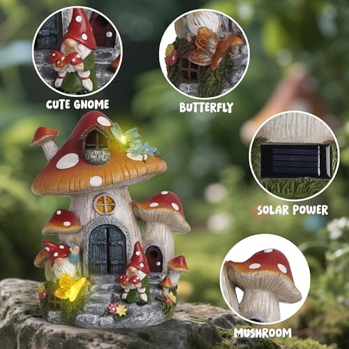 Spring Garden Mushroom Gnomes Decorations Mushroom House Ornaments Decor for Porch