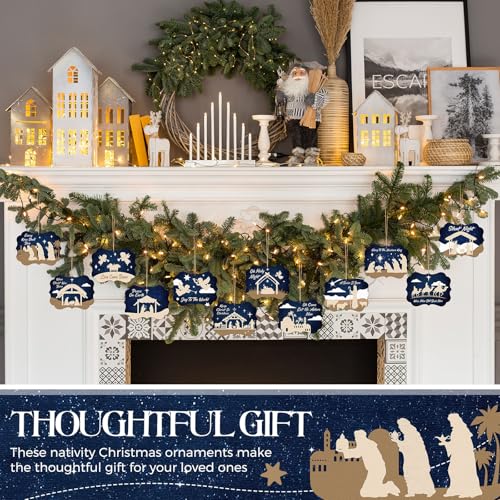 60 Pcs Christmas Ornaments Wooden Christian Bulk (60 Count)
