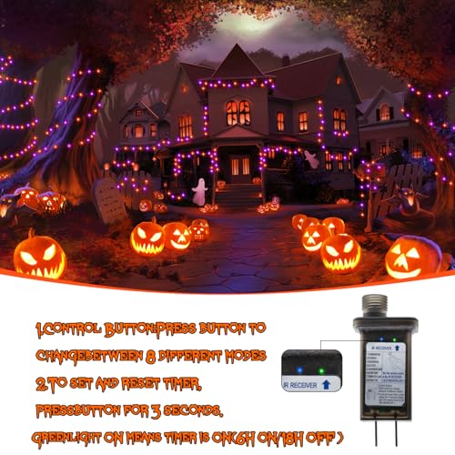 2 Pack Halloween Fairy Lights Plug in (200 Count)