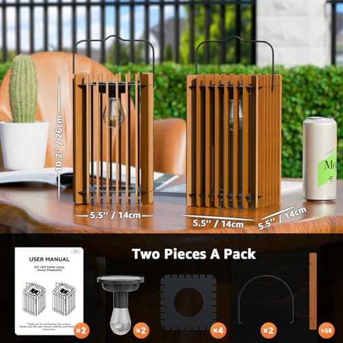 2 Pack Solar Lanterns Outdoor Hanging Portable Table Top Decorative Lamp DIY Lantern Lights Water (2 Count)