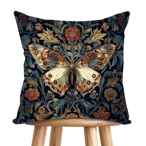 William Morris Abstract Vintage Floral Velvet Butterfly Design Throw Pillow Covers Home Decor