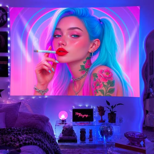 Black Light Tapestry 78x59 Inch Emo Y2K Room Decor