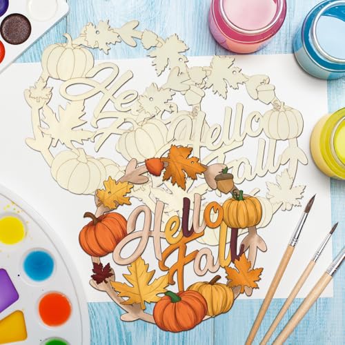 Unfinished Fall Wreaths Wood Crafts to Paint Set of 3 (3 Count)
