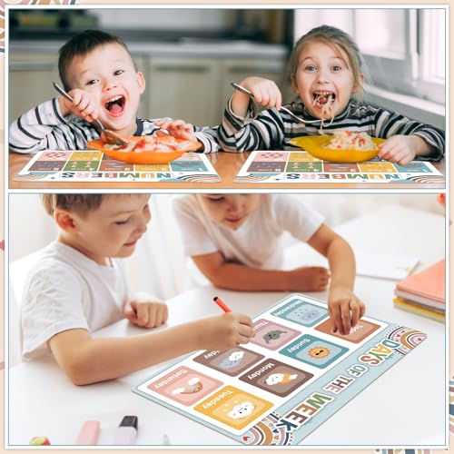 Preschool Placemats Set of 6 Boho Kid Plastic Table Mat 17×13×0.04in (6 Count)