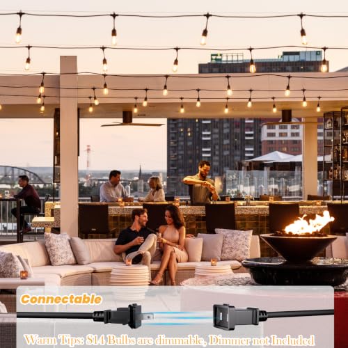 144 FT Outdoor String Lights 2W LED Outside Edison Waterproof ETL (144 Foot)