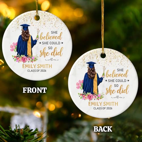 Personalized Graduation Christmas Ornament Class of 2024 Graduate Ceramic Ornaments Graduation Keepsake Gifts Xmas Tree Decorations