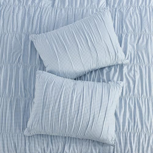 Blue Gingham Twin XL Comforter Set