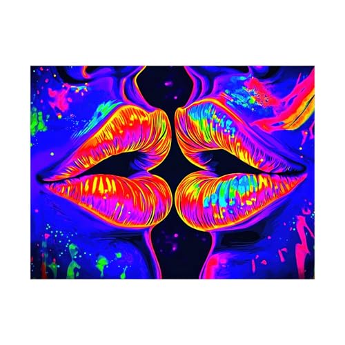 Blacklight Tapestry Lips Party Backdrop 78 x 59 Inch