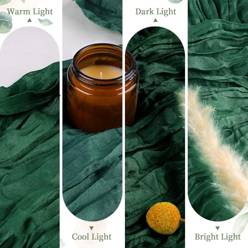 6 Pack Emerald Green Cheesecloth Table Runner 35×120 Inch Boho Home Decor (175.2 Sq Ft)