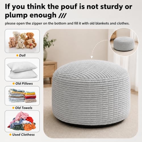 Round Stuffed Pouf Ottoman