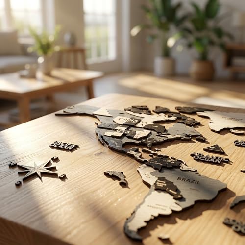 3D Wooden World Wall Art